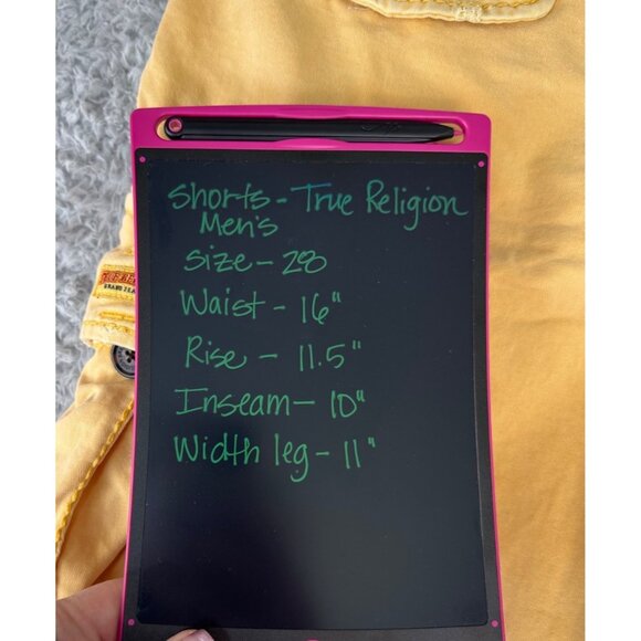 True Religion Mens Yellow Cargo Comfort Shorts Size 28 With Drawstring & Pockets - Picture 9 of 10